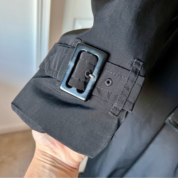 NWT LONDON FOG Classic Black Belted Flannel Lined Trench Coat—SZ. 16 - Picture 5 of 17